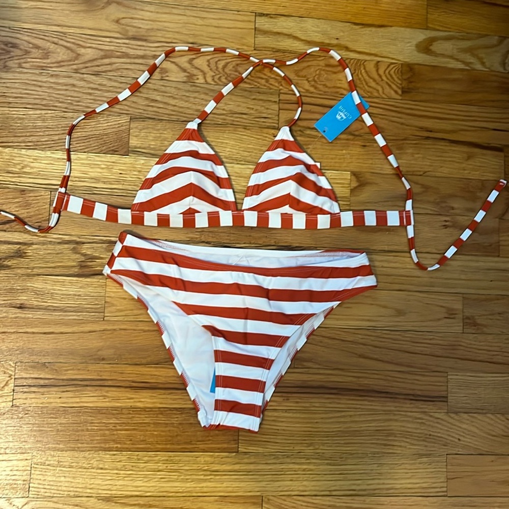 Red & White striped bikini